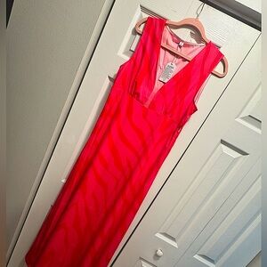 Vibrant pink and red maxi length dress in large Nwt
